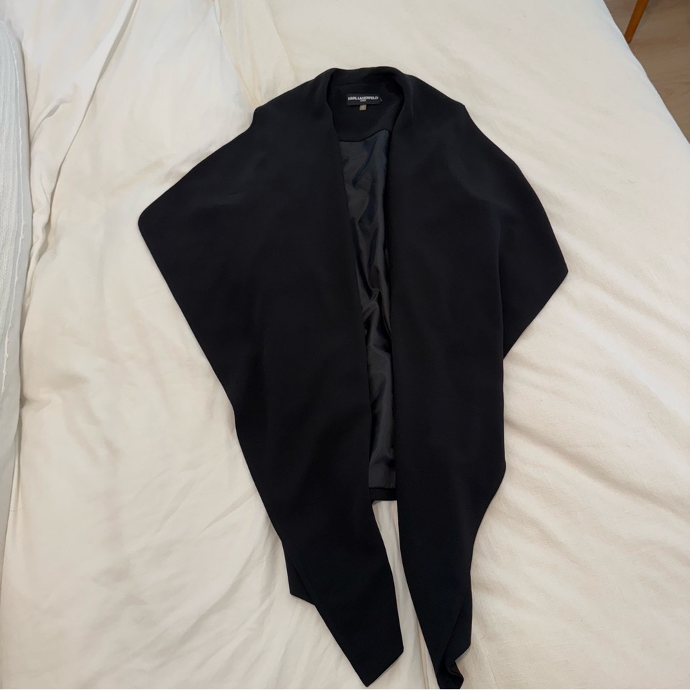 Karl Lagerfeld Black Cape Sleeveless Jacket